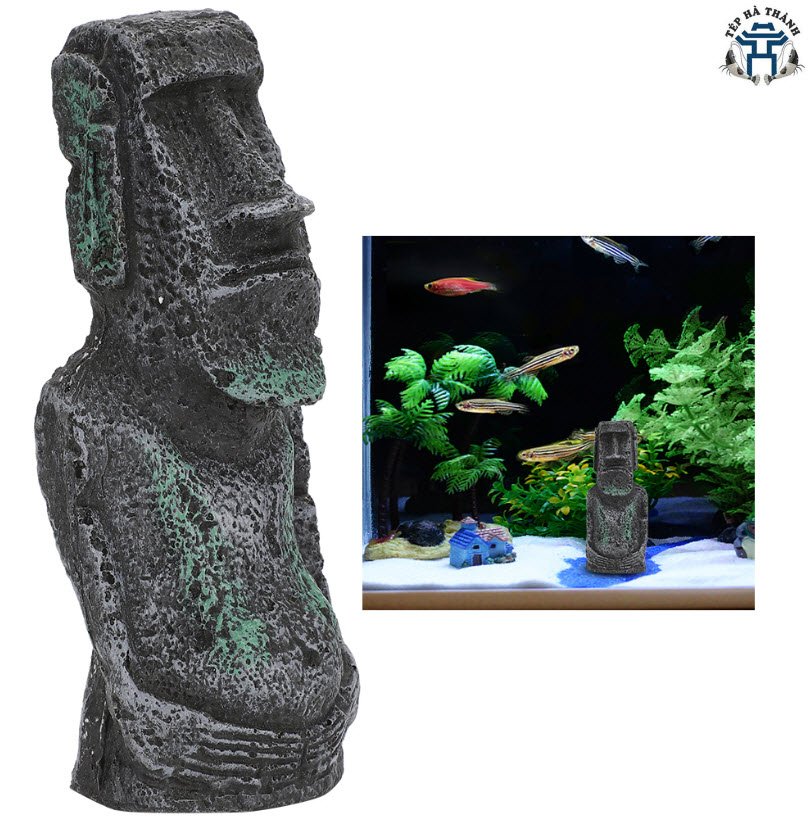 [Hoàn Tiền 10%] Tượng MOAI Đảo Phục Sinh Trang Trí Bể Cá, Bể Thủy Sinh, Bể Bán Cạn - Size L
