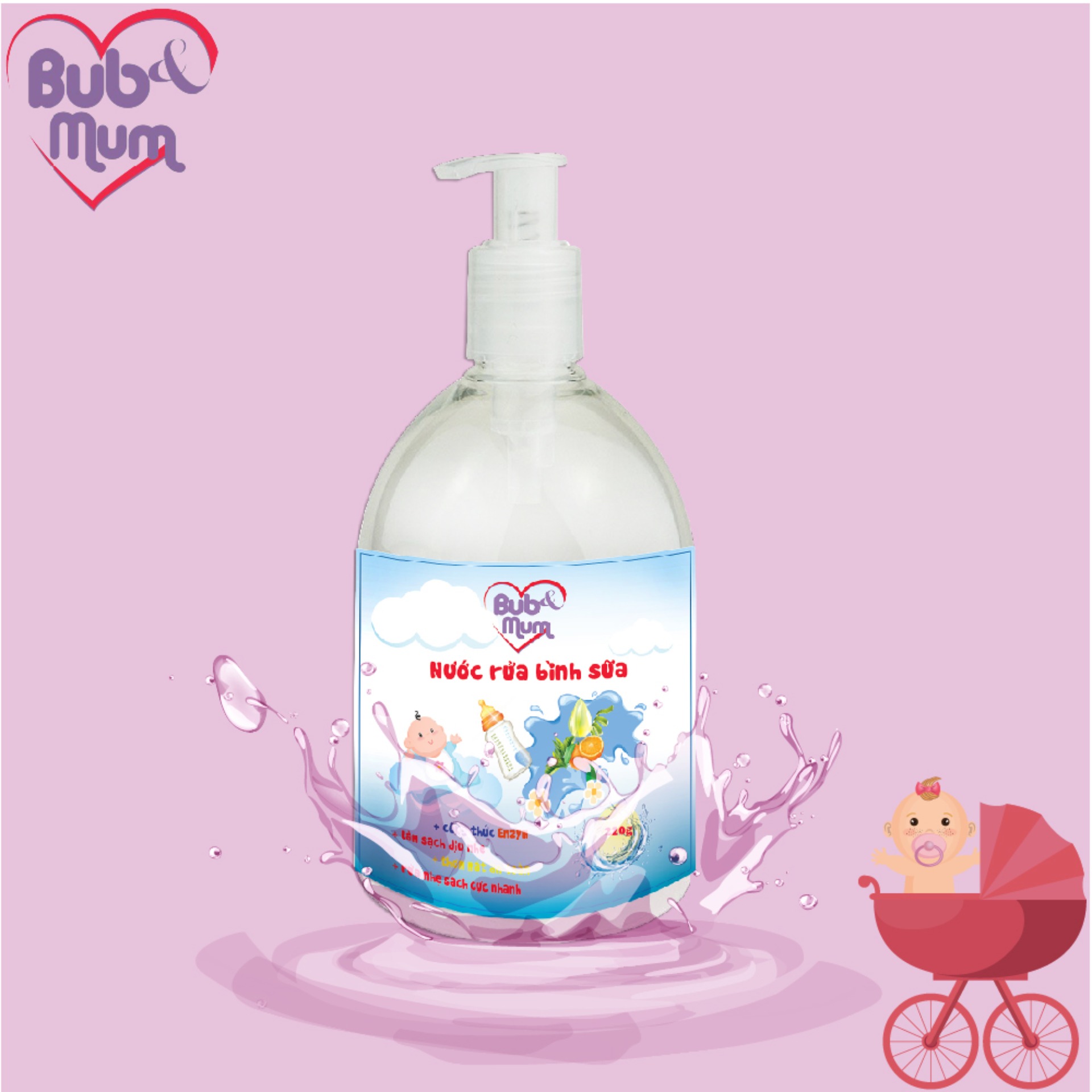 Nước rửa bình sữa 220ml BuB&MuM