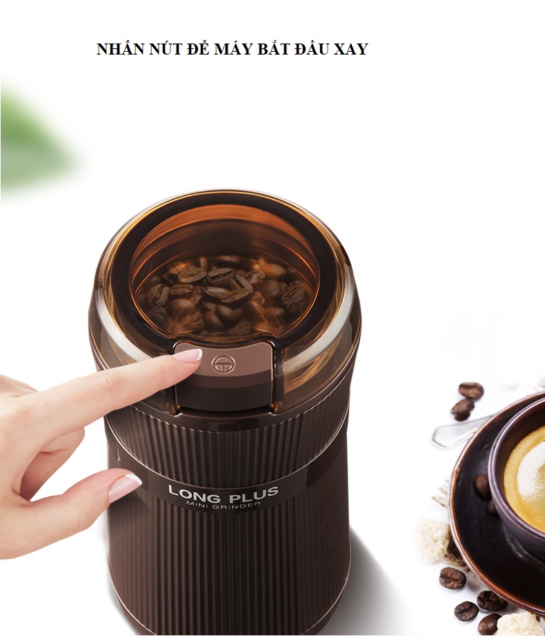 MÁY XAY KHÔ NGŨ CỐC, CÀ PHÊ CHÍNH HÃNG LONG PLUS (LOẠI LƯỠI 2 CẠNH) (TẶNG THÊM 1 LƯỠI DAO VÀ 1 CHỔI QUÉT) - MINI COFFEE GRINDER