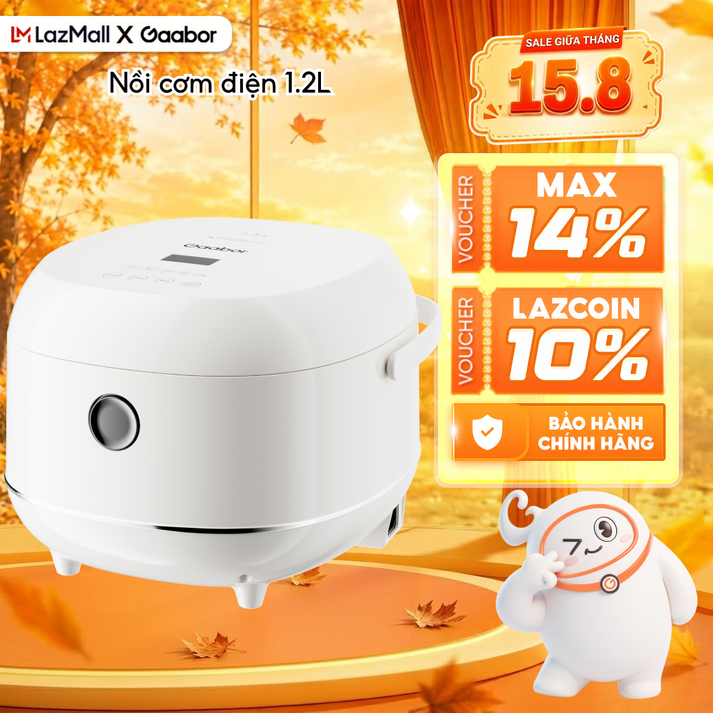 Nồi cơm điện Gaabor RC-30T01A 1.2L lòng nồi chống dính bảng điều khiển dễ sử dụng nút nhấn điện tử - Bảo hành 12 tháng 1 đổi 1