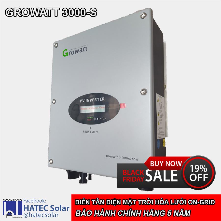 Bộ hòa lưới điện mặt trời Growatt 3000-S, công suất 3kW, 1 pha 220V [Phiên bản VN] [Black Friday sale 19%]