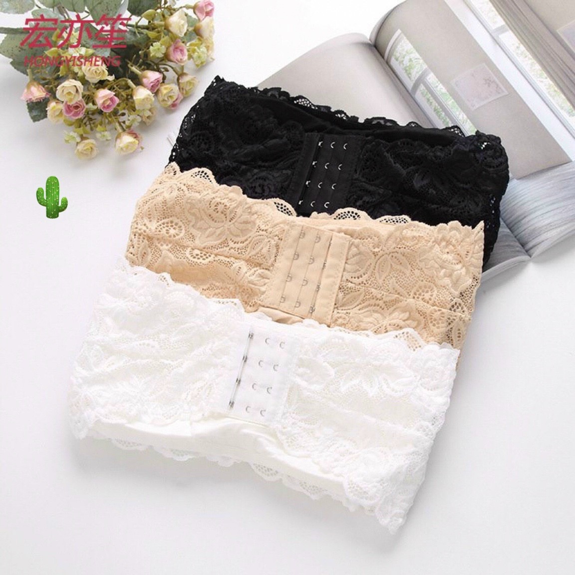 Áo bra ren croptop cài sau lưng viền kiểu có mút freesize dưới 55kg pc