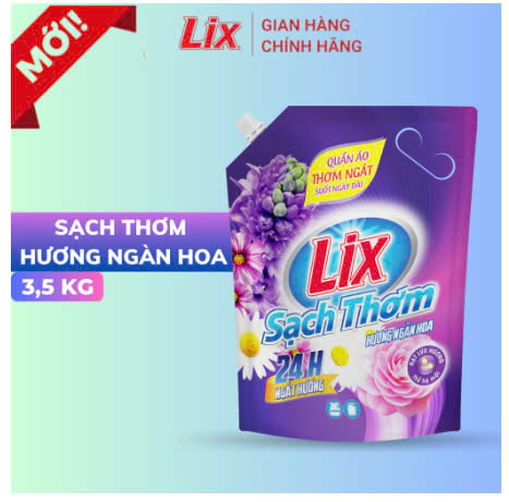  Nước giặt xả Lix SẠCH THƠM túi 3.2kg 
