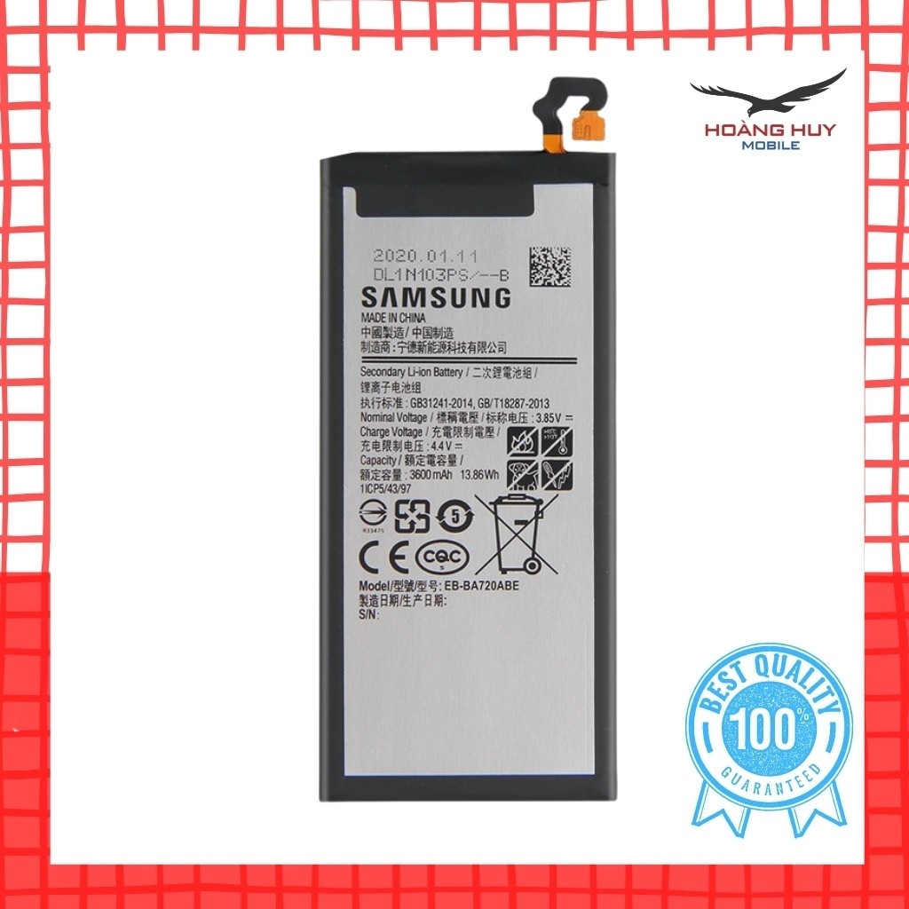 Pin samsung a720 / a7 / eb-ba720abe dung lượng 3600mah hàng zin nhập khẩu bảo hành 6 tháng 1 đổi 1