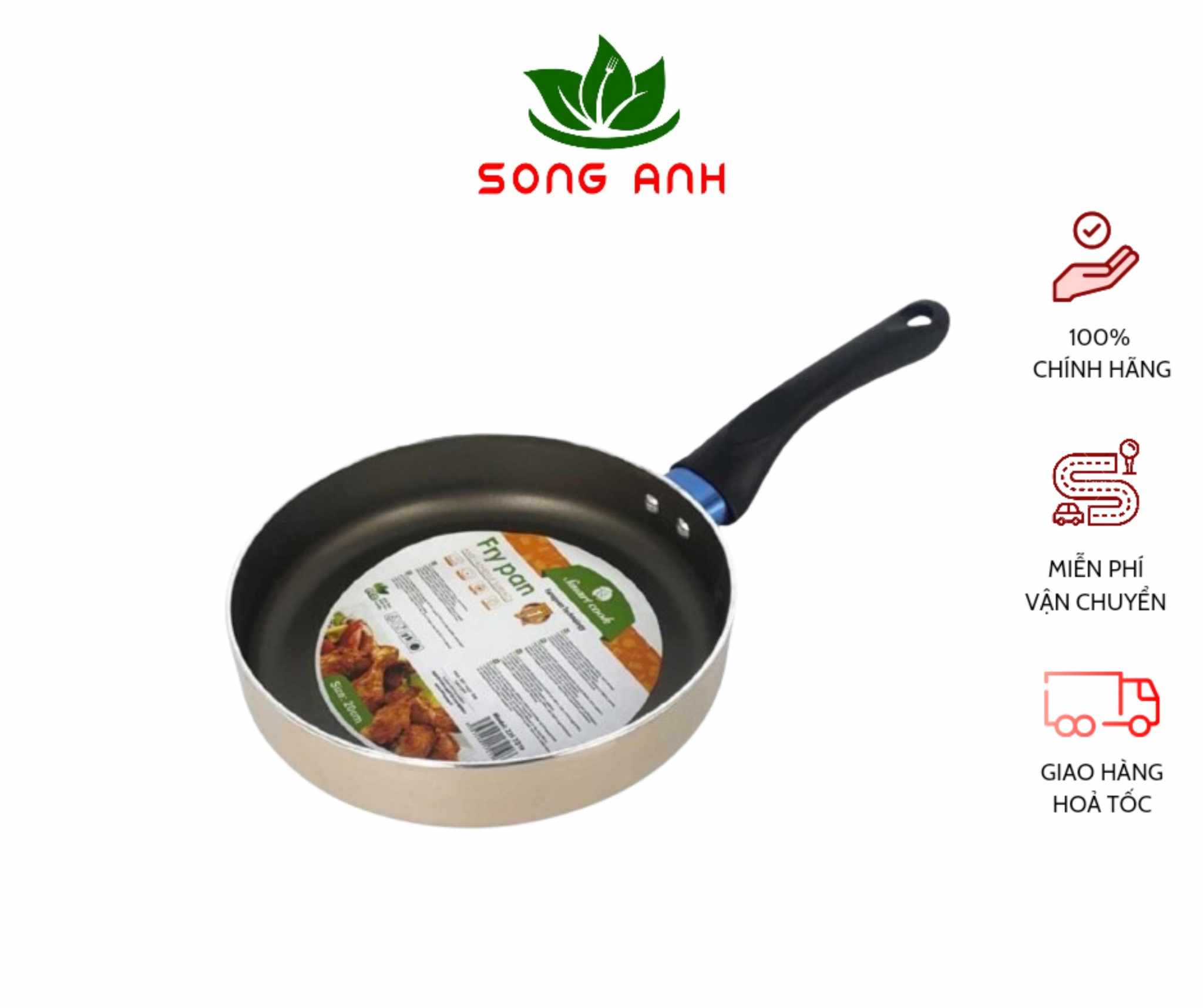 Chảo chống dính đáy từ Elmich SmartCook 16cm SM7217, nhỏ xinh, chính hãng sản xuất tại Việt Nam