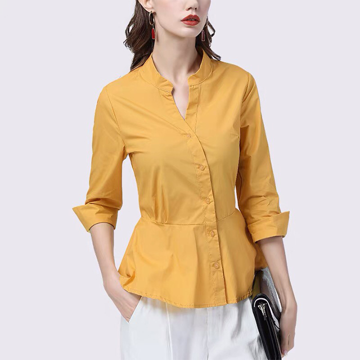 Áo sơ mi cổ lọ tay lỡ phong cách Hàn Quốc sang trọng