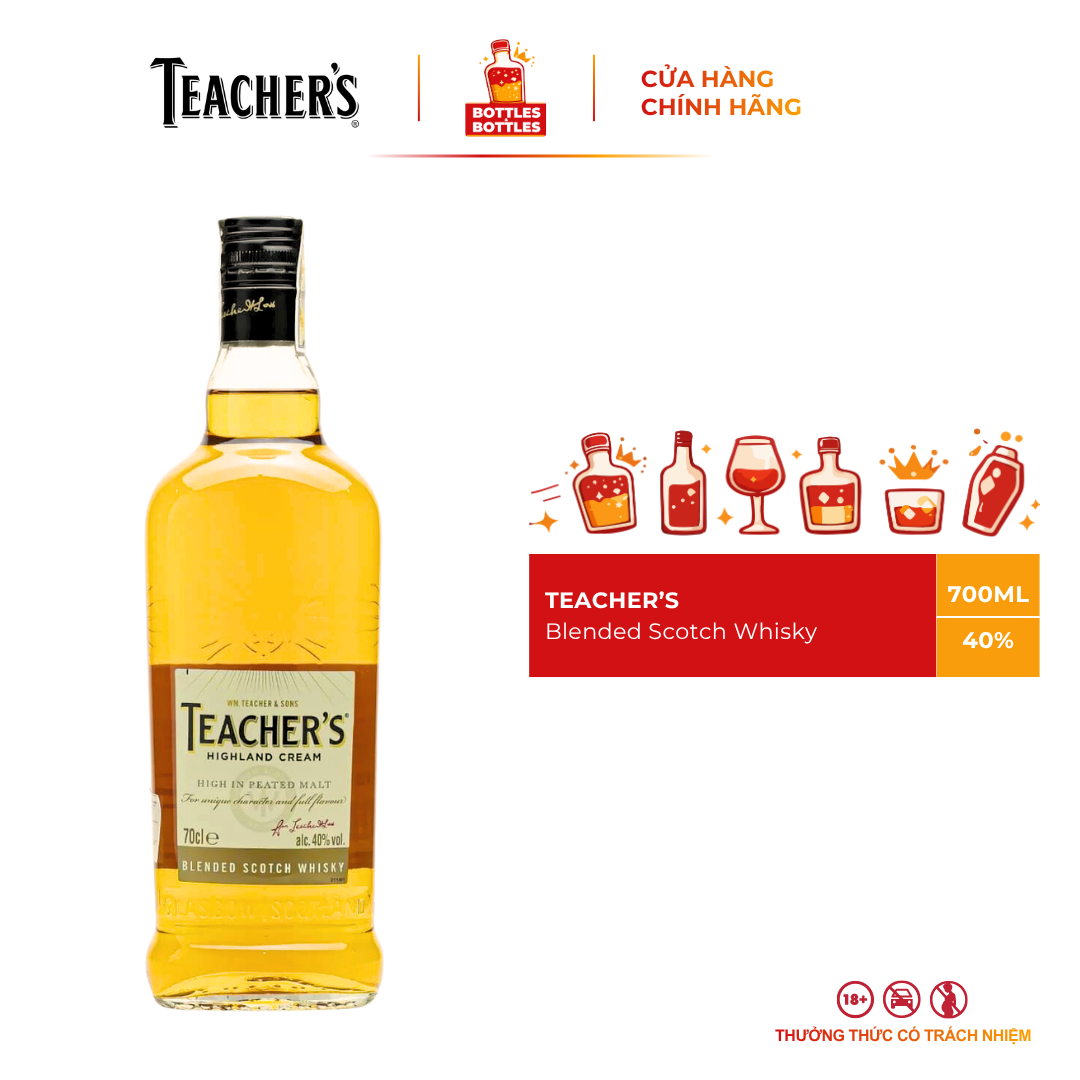 [CHÍNH HÃNG] Rượu Highland Blended Scotch Whisky Teacher's 700ML - 40%