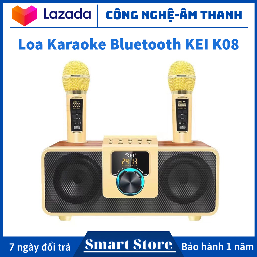 Loa Hát Karaoke Bluetooth Công Suất Lớn- Loa Karaoke Bluetooth KEI K08 Cao Cấp, Kết Nối Bluetooth 5.0, Màn Hình Led Hiển Thị, Âm Thanh Trầm Ấm Sống Động, Chống Hú, Chống Rít, kết nối USB, AUX, TF card. Bảo Hành 12 Tháng