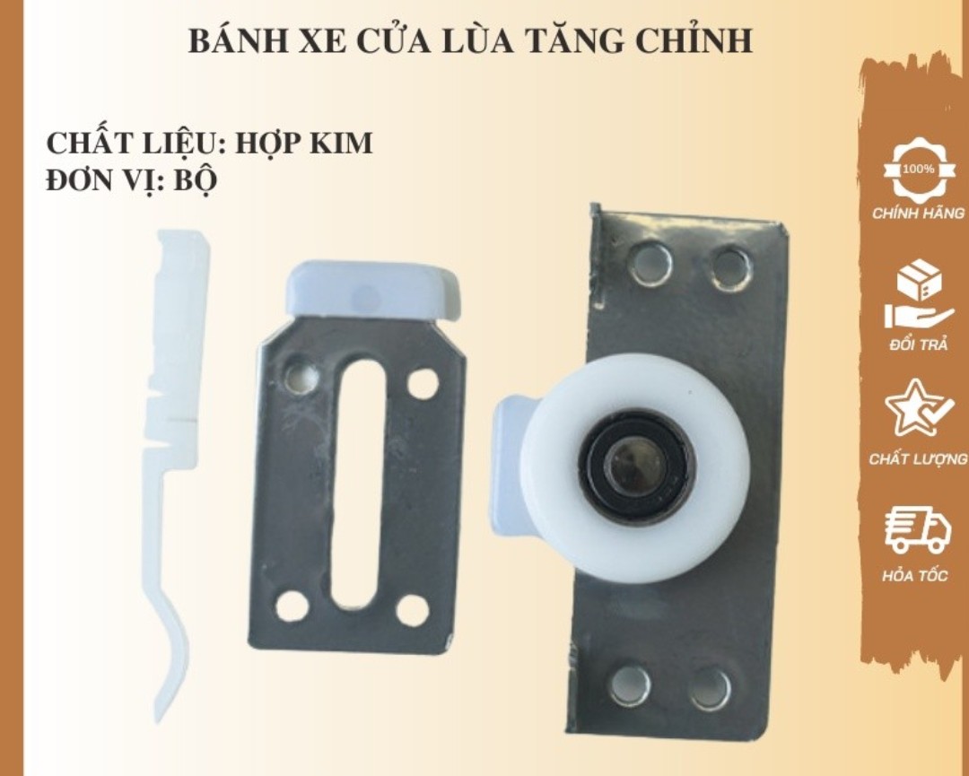 Bánh xe cửa lùa tăng chỉnh - Bánh xe trượt ray âm cửa lùa