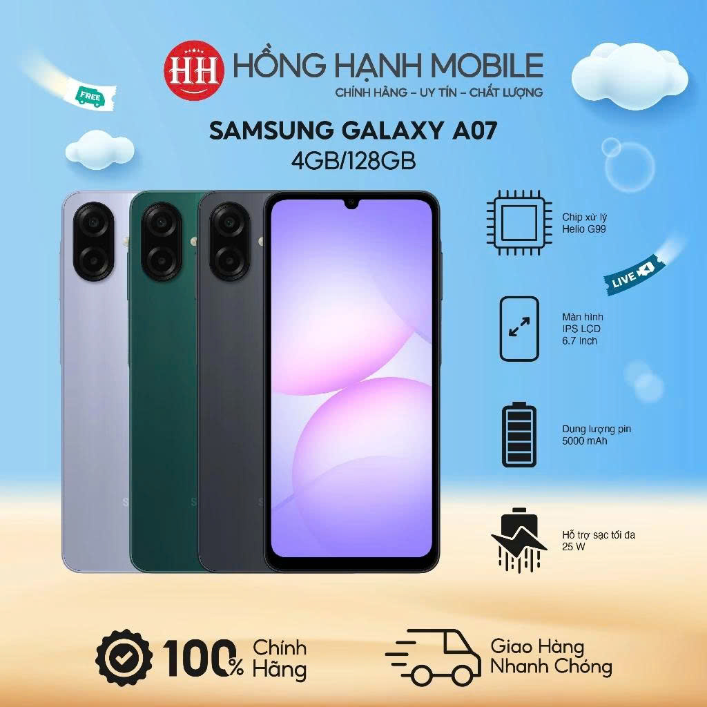  Điện Thoại Samsung Galaxy A07 4GB 128GB - Hàng Chính Hãng 