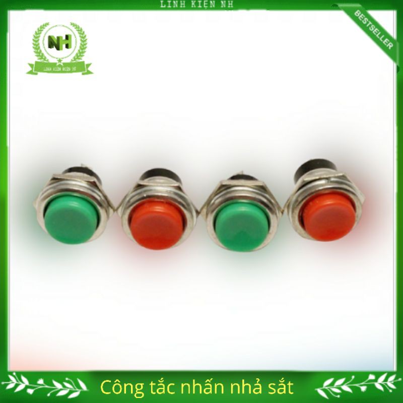 5 chiếc Công tắc/ Nút Nhấn nhả/ Đề Sắt Loại To 15mm- Màu Sắc Ngẫu Nhiên Đỏ-Xanh