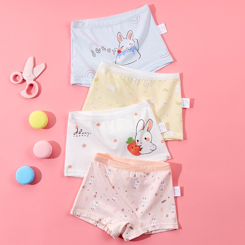 Quần lót bé gái tam giác chip đùi sét 4 cái chất cotton mềm mịn họa tiết xinh xắn, dễ thương ql5