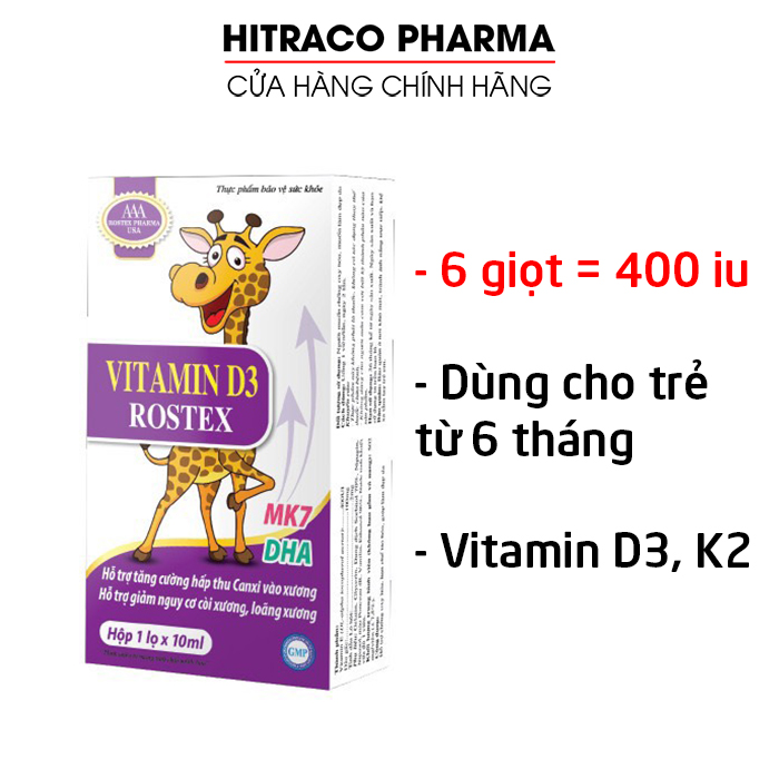 Tinh chất Vitamin D3 K2 MK7 400iu nhỏ giọt giúp chắc khỏe xương răng, tăng cường hấp thu canxi - Chai 10ml