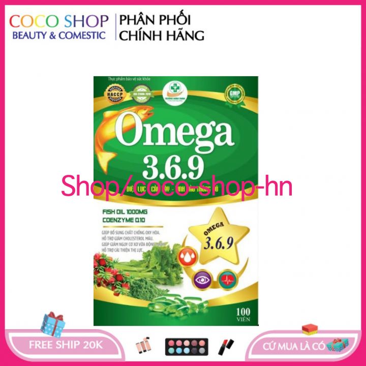 Omega 369 Viên Uống Omega 369 Diệp Lục Cần Tây, Tinh Dầu Thông Đỏ, Giảm Cholesterol Máu, Bổ Não, Sáng Mắt, Khỏe Tim Mạch - hộp 100 viên