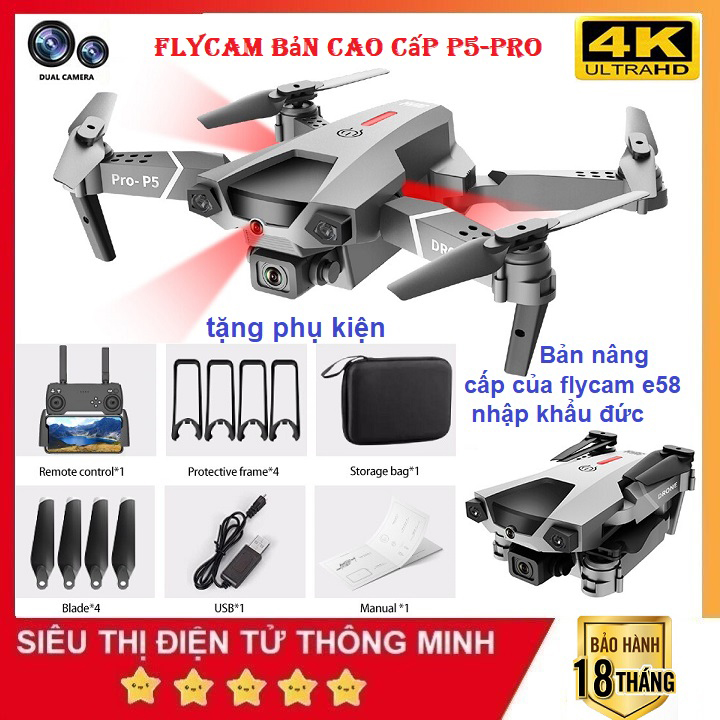 Flycam giá rẻ P5 Pro - Máy bay điều khiển từ xa 4 cánh - Drone camera 4k - Playcam - Flycam có camera - Fly cam giá rẻ - Play camera giá rẻ hơn F11 Pro 4k, Mavic 2 Pro, SG700, Air 2S, L900 pro, L106 pro