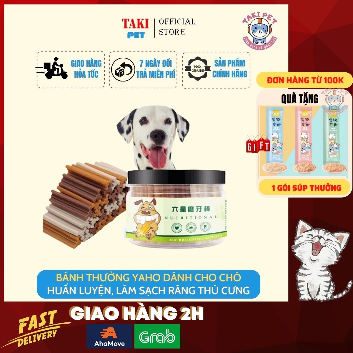 Bánh thưởng Yaho làm sạch răng thú cưng giúp huấn luyện, bổ sung dinh dưỡng - dạng xương xoắn
