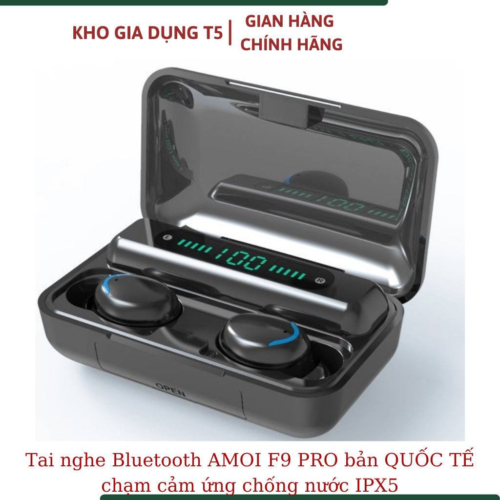 Tai nghe bluetooth true wireless f9 pro bluetooth 5.0 | bản quốc tế | cảm ứng | chống nước