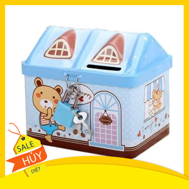 Két sắt mini hình ngôi nhà có móc khoá tiện dụng