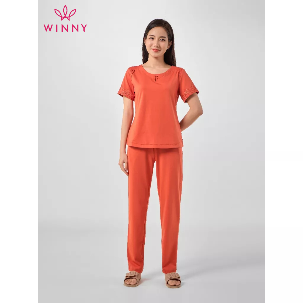 Winny - bộ đồ cotton tay dài quần dài mặc nhà họa tiết sóng 1mnct23147d