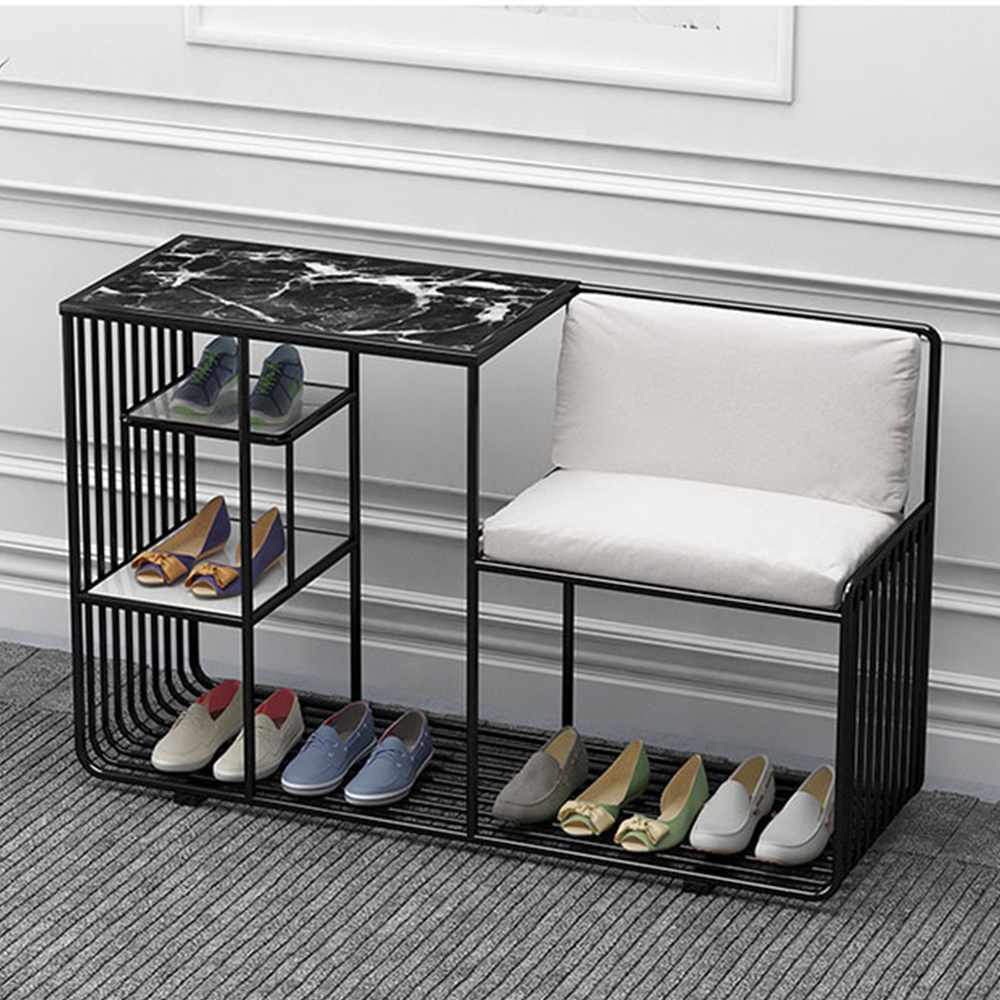 Ghế ngồi đi giầy IBIE AK009 có kệ để dép bằng sắt sơn tĩnh điện, tùy chọn kích thước, nệm bọc da cao cấp, sang trọng