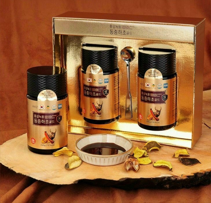 Cao Hồng Sâm Nhung Hươ.u Đông Trùng hạ Thảo Hàn Quốc [ Hộp Vàng 2 Lọ Cao Cấp ]