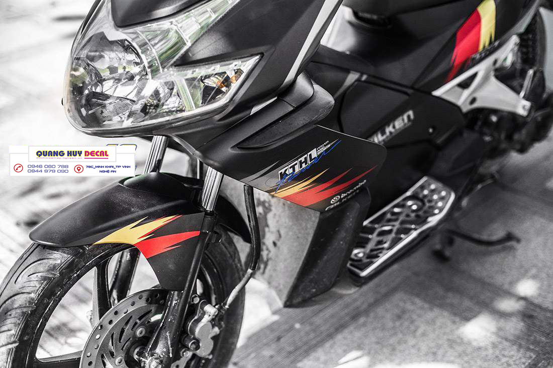 Tem xe air blade đen đỏ vàng(2007-2010), tem trùm xe air blade, tem xe ab, tem dán xe máy ab đen đỏ vàng
