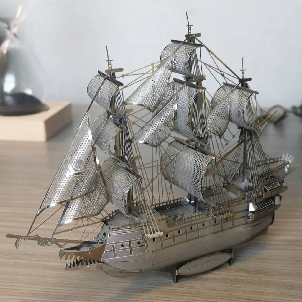 (Đã lắp/ handmade )Mô Hình Lắp Ghép 3D Kim Loại Tự Ráp Tàu Người Hà Lan Bay The Flying Dutchman