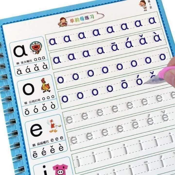 Sét 3 quyển sách tô màu luyện chữ kèm bút cho bé - Bộ 3 Vở tập tô, tập viết cho bé - - Kèm 1 Bút và 5 Ngòi Và Đệm Tay Hình Cá Heo Cho Bé