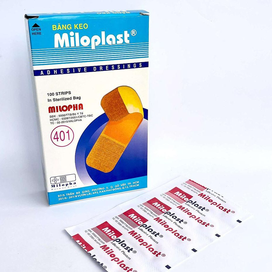 Băng cá nhân Miloplast, băng keo gạc vết thương, an toàn tiện dụng cho gia đình và các cơ sở y tế
