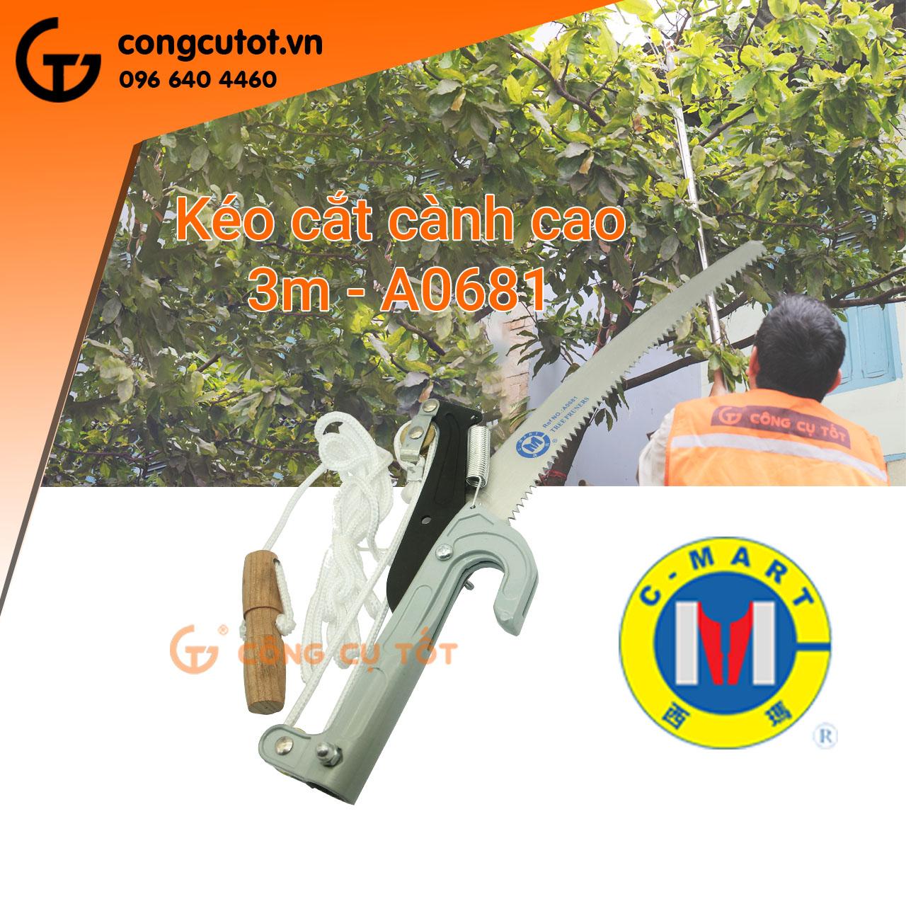 Kéo cắt cành trên cao c-mart a0681 kèm cán dài 3m