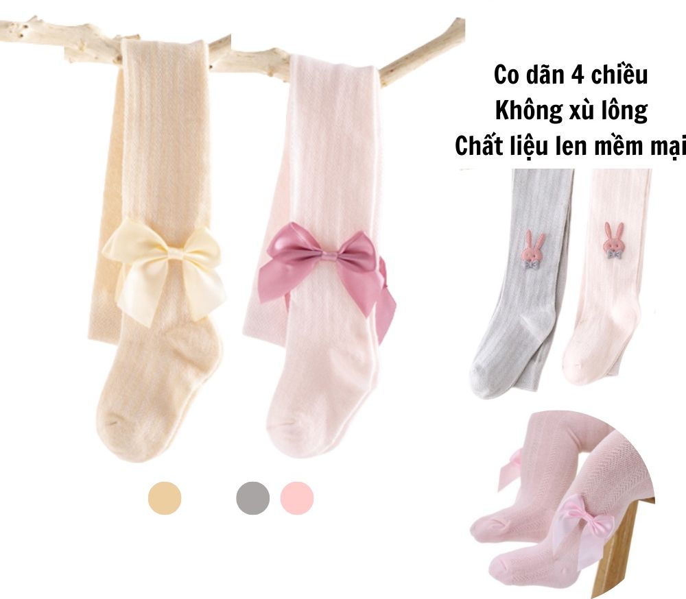 Quần tất lưới đính nơ thu đông cho bé gái 102