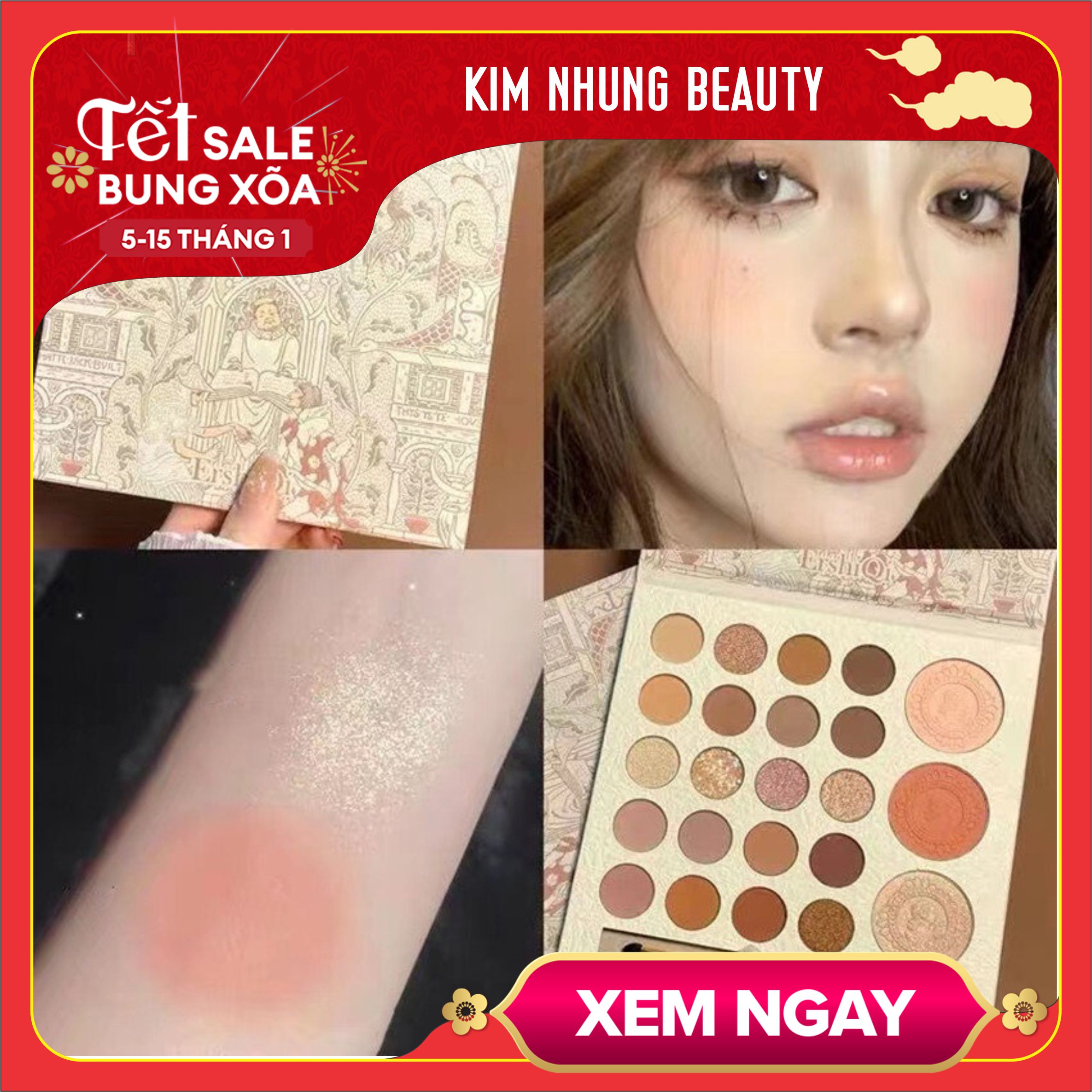 Phấn highlight / má hồng / phấn mắt 23 màu, đất sét Hàn Quốc, kết cấu lụa, lấp lánh ánh nhũ lấp lánh Bảng phấn má / má h