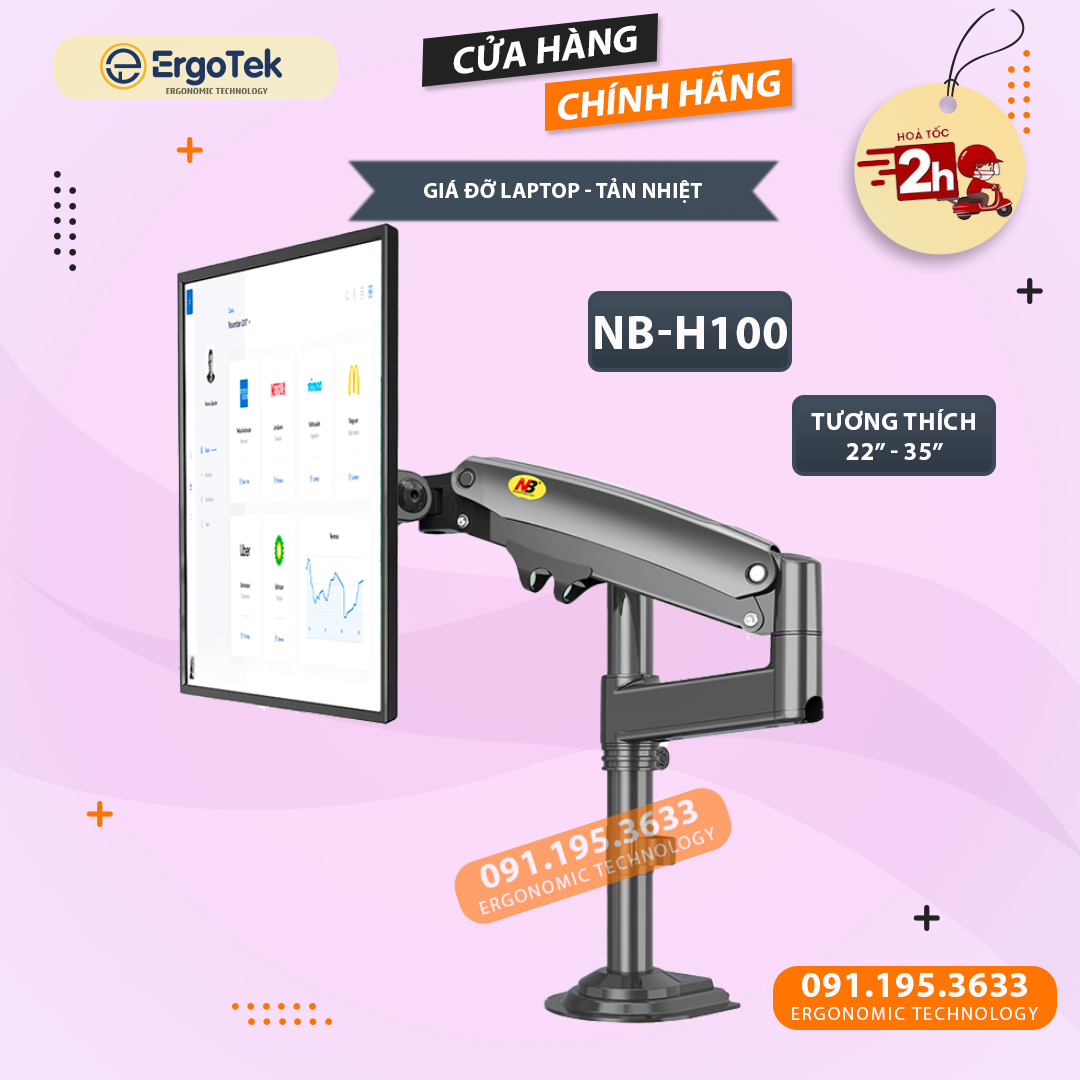 Giá Treo Màn Hình NB H100 Tương Thích Màn 22 - 35 Inch / Tay Treo Màn Hình H100 [ Cao Cấp Hơn Human Motion T6 ]