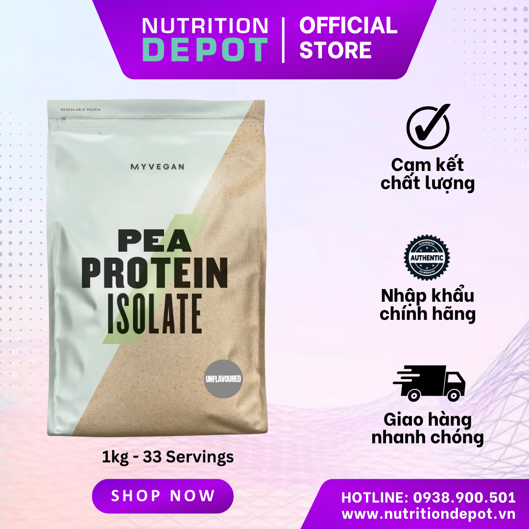 Sữa bổ sung đạm từ đậu hà lan Pea Protein Isolate Myprotein (Túi 1kg) - thích hợp ăn chay - Nutrition Depot Vietnam