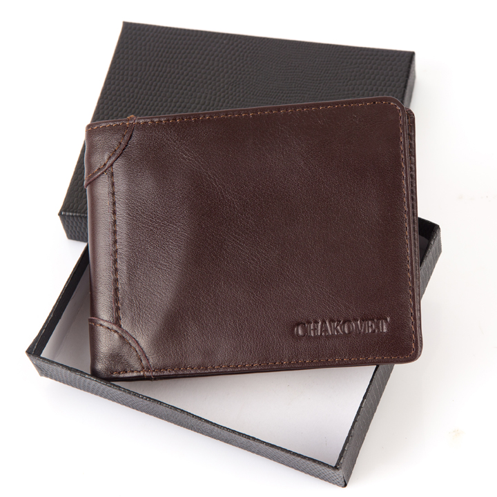 Bóp ví nam da bò Chakovet cao cấp, V.288 kiểu ví dáng ngang nhiều ngăn đựng tiền và thẻ có khóa kéo, bền đẹp và sang trọng, NÂU ĐEN