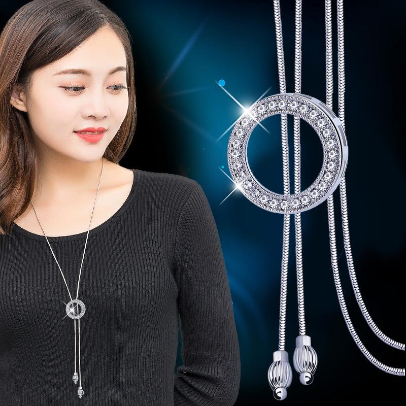DÂY CHUYỀN DÀI PHỤ KIỆN CHO ÁO và ĐẦM KIỂU MẶT TRÒN KẾT ĐÁ - 0902