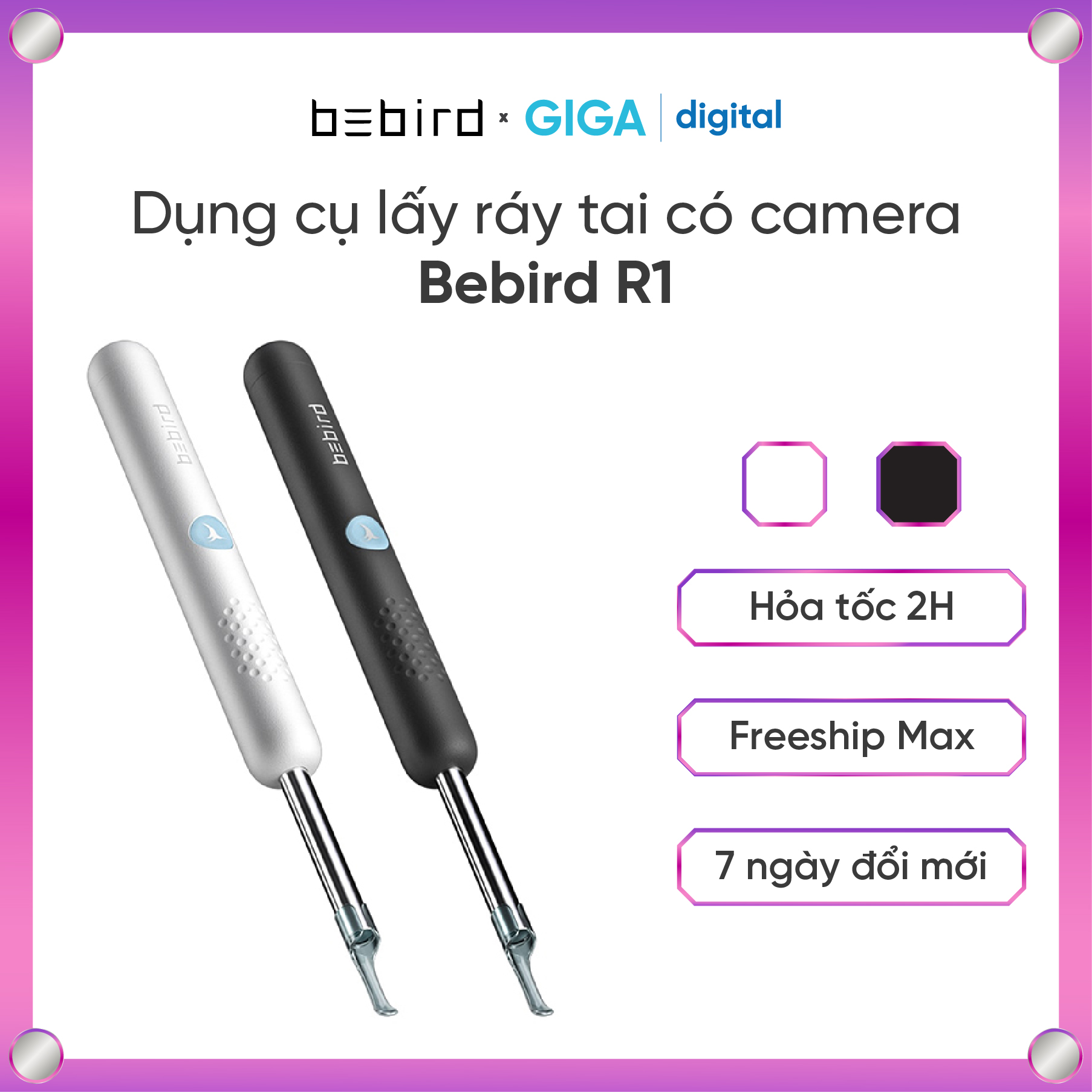 Giao hỏa tốc 30.12 Dụng cụ lấy ráy tai Xiaomi Bebird R1 có đèn LED và camera Cây lấy ráy tai có camera Dụng cụ nội soi tai Xiaomi