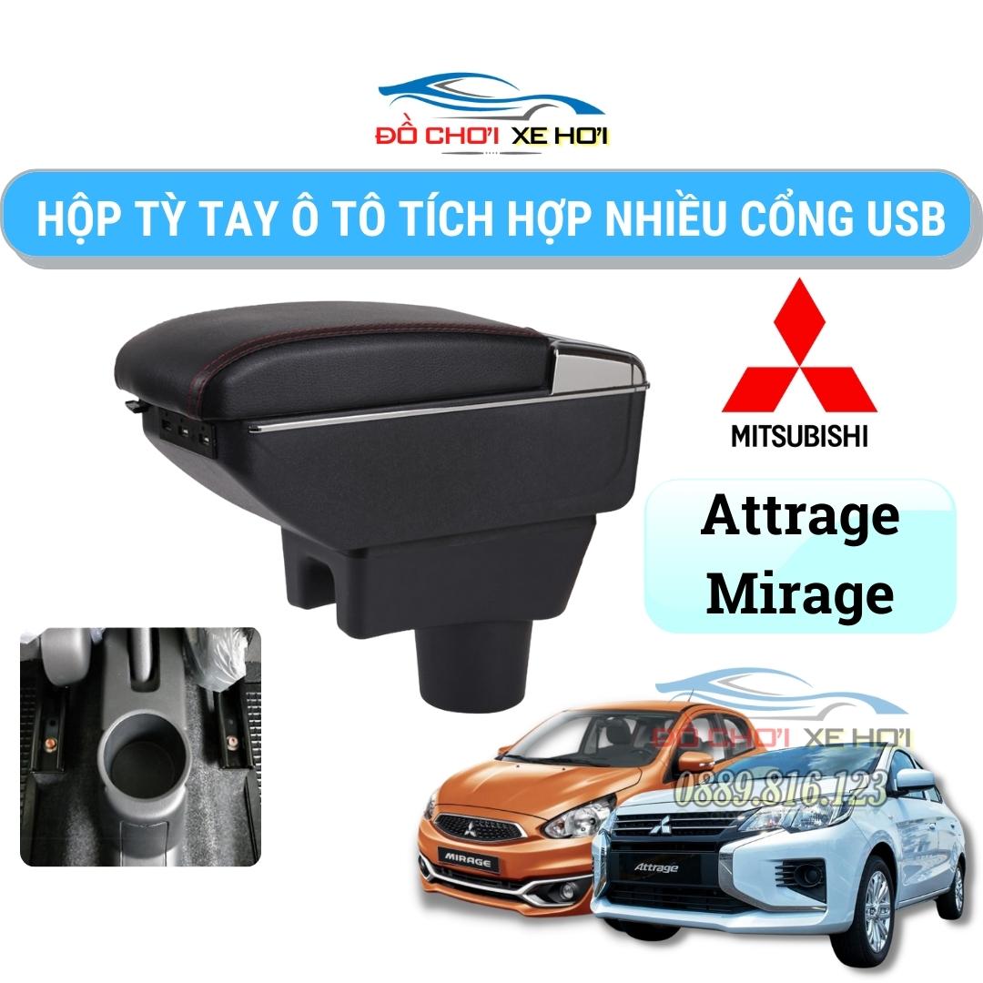 Hộp Tỳ Tay Atrage,  Hộp Tỳ Tay Xe Mirage - Atrage cao cấp màu đen chỉ đỏ