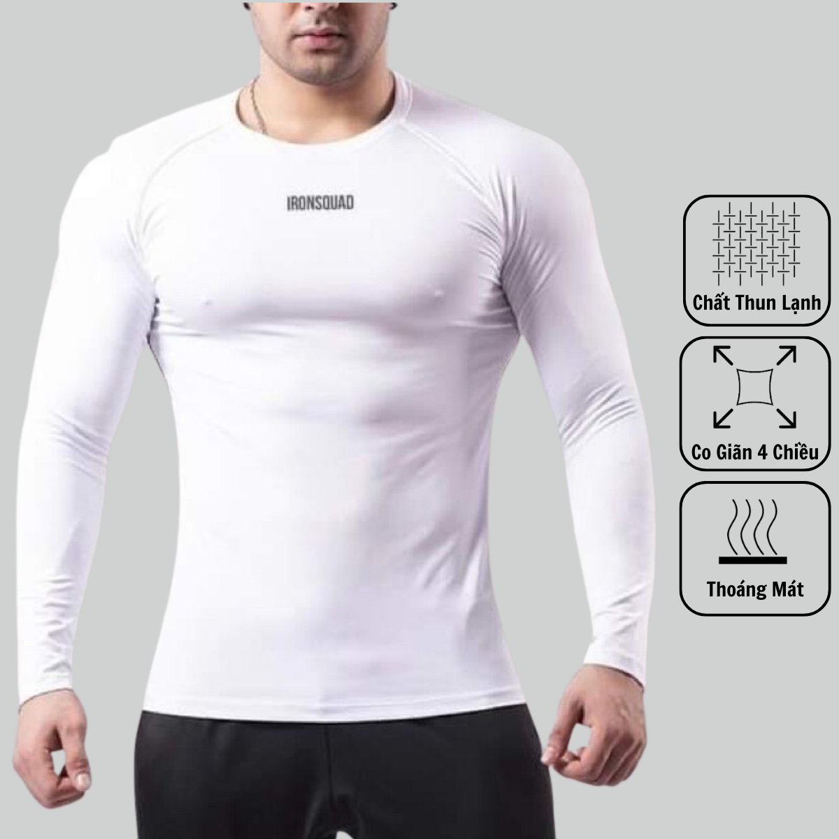 Áo thun thể thao nam tay dài tập gym form ôm body ironsquad