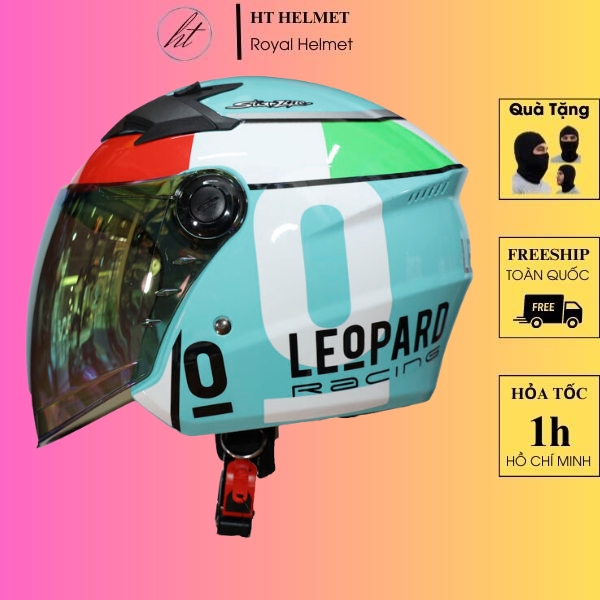Mũ bảo hiểm 3/4 royal m268 2 kính tem leopal - hoangtrongstore