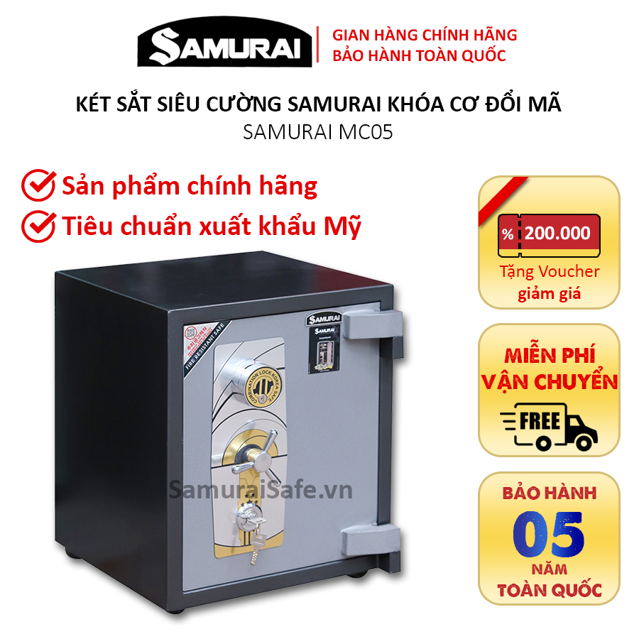 Két sắt siêu cường samurai mc05 chống cháy, chống cạy khóa cơ đổi mã
