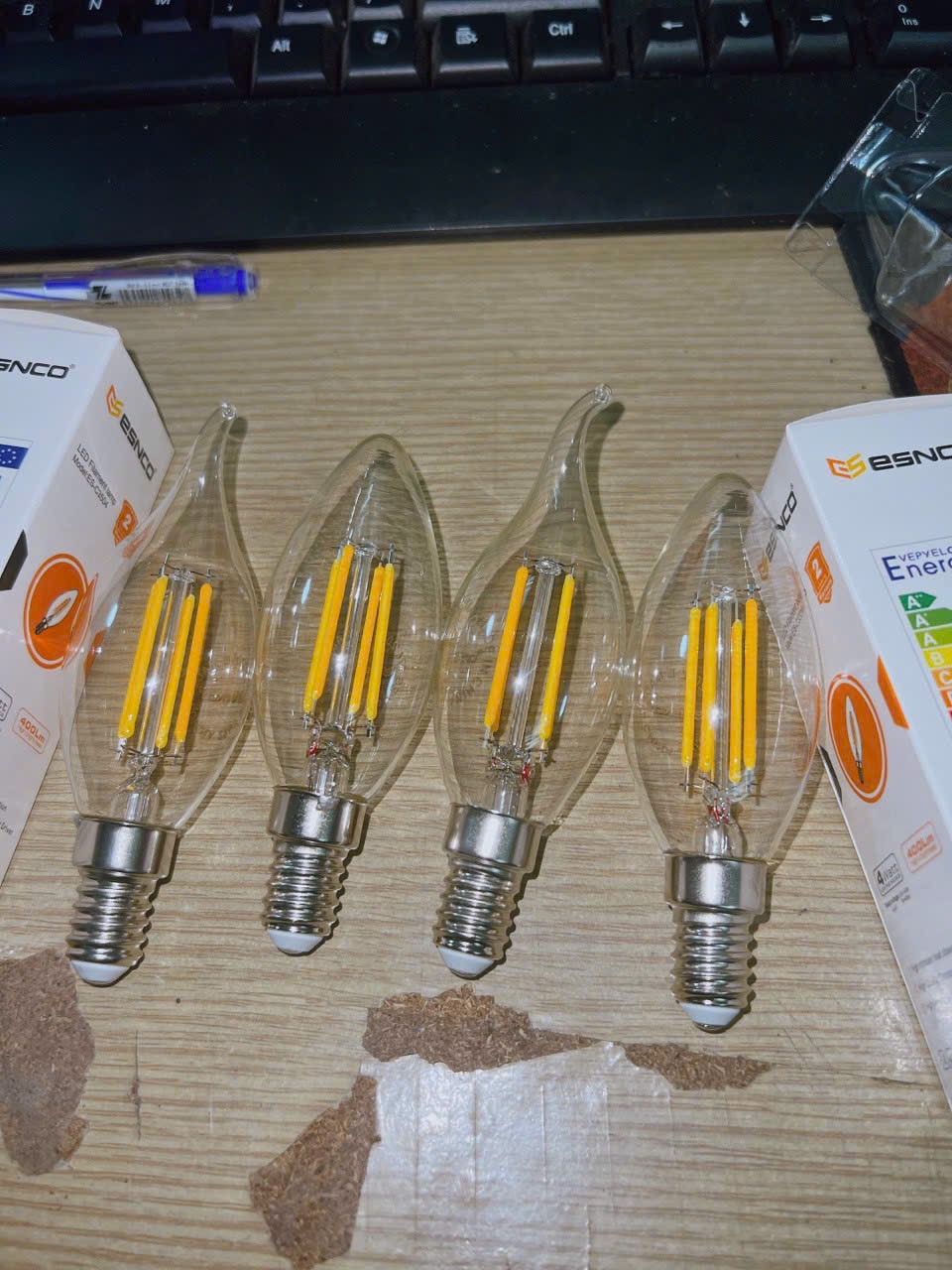 Combo Bóng đèn LED Edison C35 ánh sáng vàng hình quả nhót E14