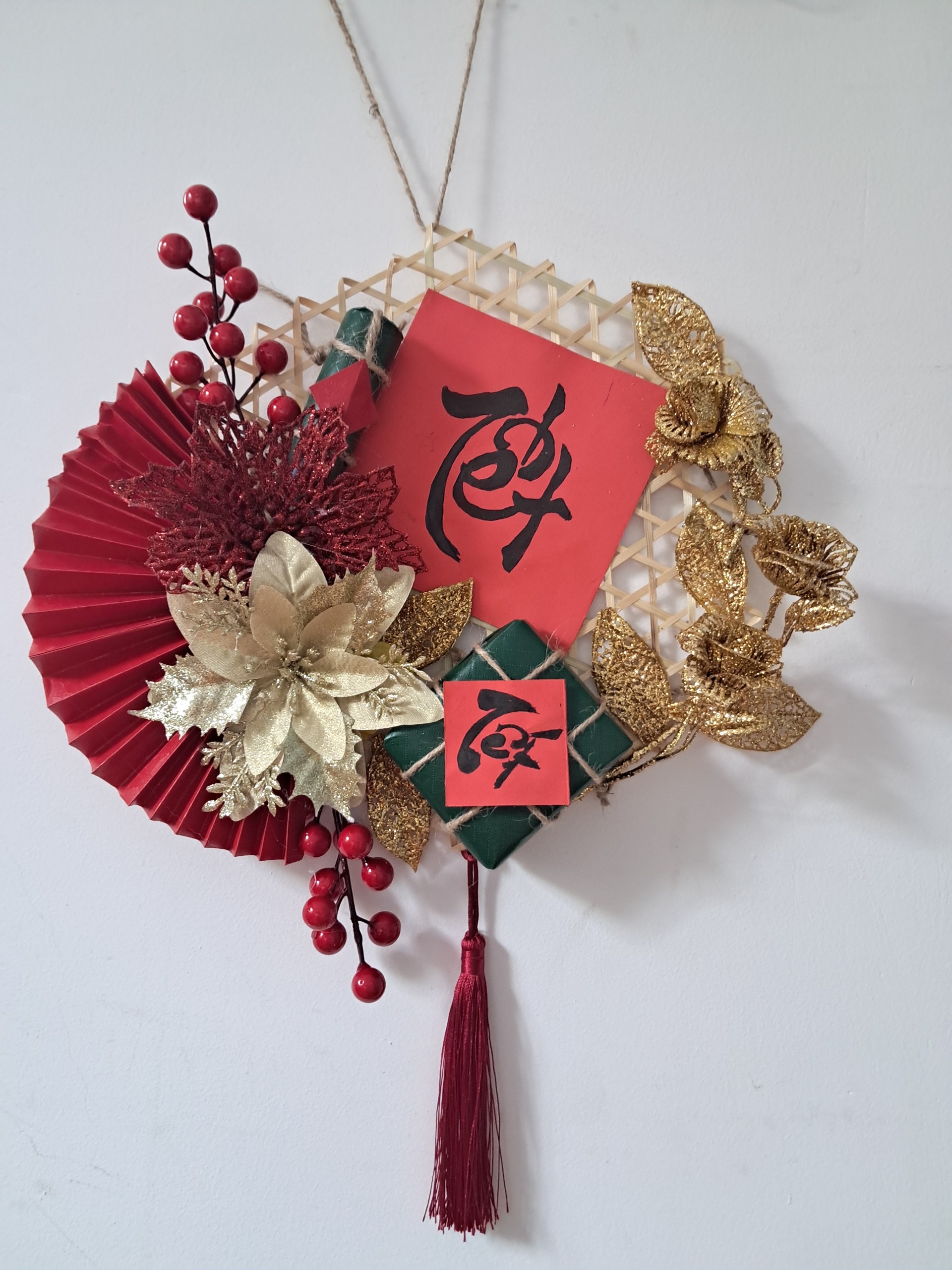 Mẹt tre trang trí tết, đồ thủ công, handmake treo cửa