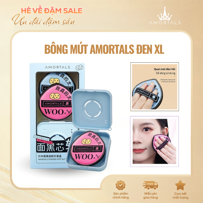 Mút trang điểm AMORTALS đen XL mềm mại giúp đánh nền, kem lót và cushion chuyên nghiệp