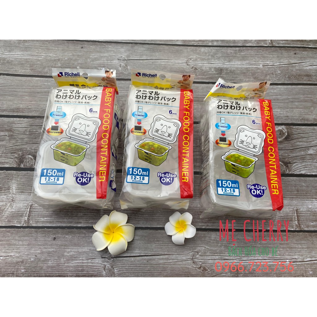 Bộ chia thức ăn, khay trữ đông, hộp trữ đông, hộp đựng thực phẩm cho bé richell 150ml