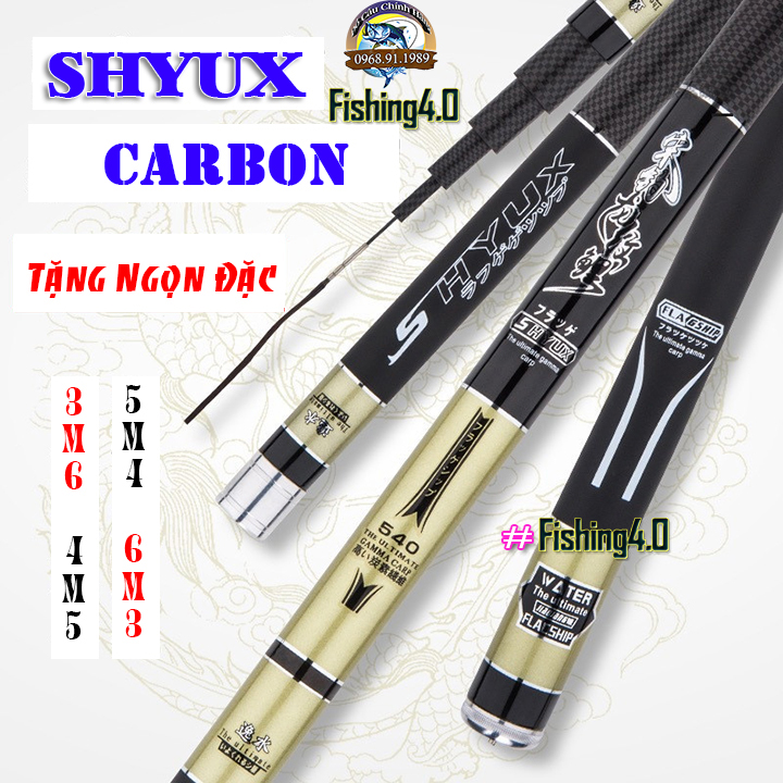 Cần câu tay 5h shyux - tặng kèm ngọn đặc - 3m6 - 6m3 - cần câu đài
