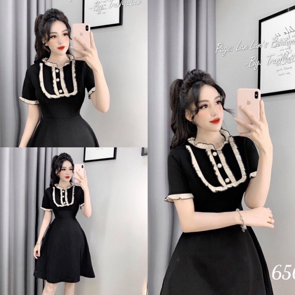 Đầm xòe phối viền bèo siêu dễ thương
