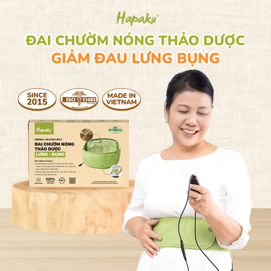 Đai Chườm Nóng Thảo Dược Hapaku Túi Chườm Cắm Điện Giảm Đau Lưng, Hông, Đau Cơ Xương Khớp, Giảm Đau Bụng Kinh Đỡ Mỏi Lưng Thảo Mộc Tự Nhiên