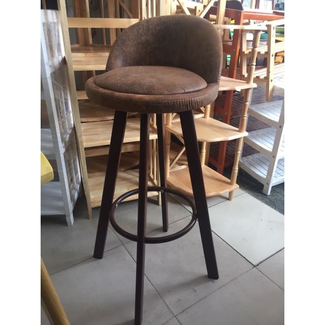 [HCM]Ghế quầy bar đệm ngồi xoay 360 độ thép sơn giả gỗ màu nâu