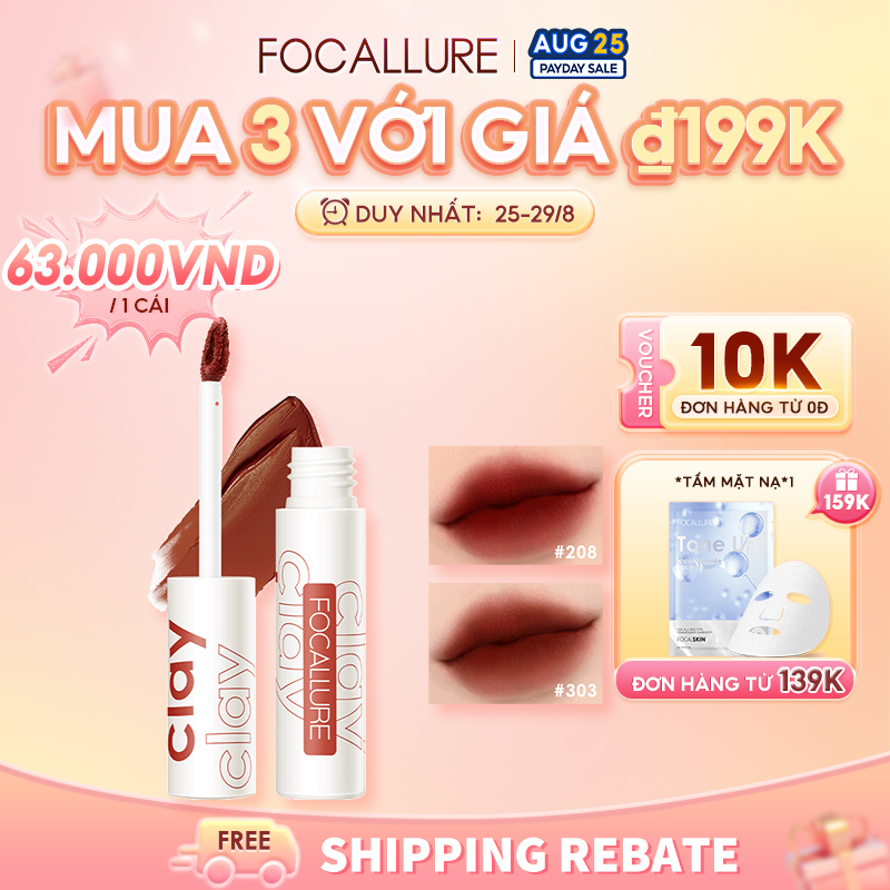 FOCALLURE Son Kem Lì Không Trôi Bền Màu 24H Mềm Mượt Dưỡng Ẩm Mềm Môi 2.5g - intl